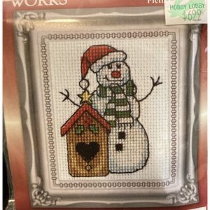 Christmas Counted‎ Cross Stitch 515 Design Works Snowman Kit Frame Cloth Floss